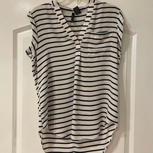 Striped polyester Vneck blouse